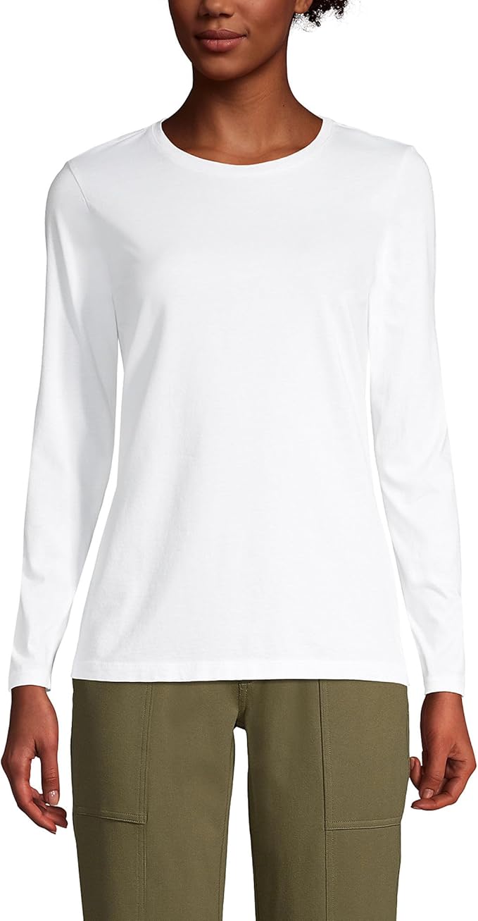 Lands' End Women's Relaxed American-Grown Supima Cotton Long Sleeve Crew Neck T-Shirt