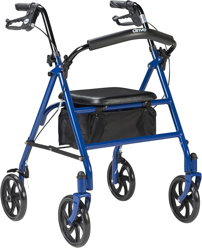 Drive Medical 10257BL-1 4 Wheel Rollator Walker With Seat